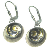 zwei runde Ohrhänger silber/gold