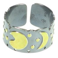 breiter silberner Ring mit goldenen Applikationen